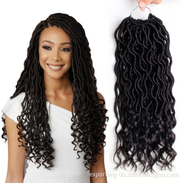 Goddess Locs Crochet With Curly Ends 20inch Crochet Wave Faux Locs Twist Braiding Hair Synthetic Curly Goddess Locs Hair